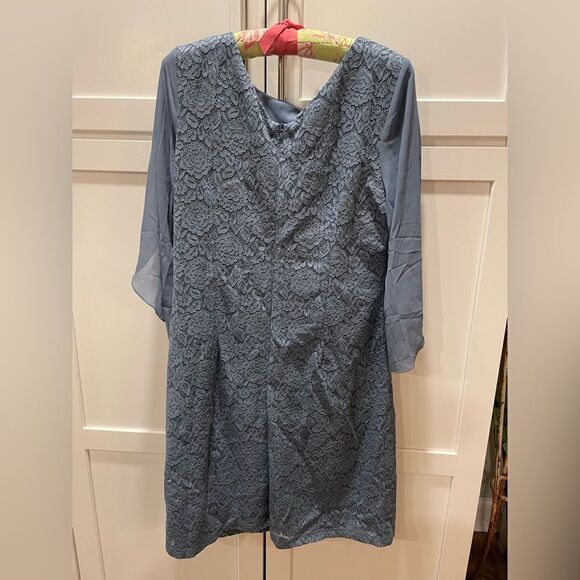 GRACE KARIN Women Loose Chiffon & Lace Dress Bridesmaid Cocktail Blue Gray Sz L - Picture 2 of 8